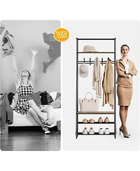 gaomon Hall Tree with 5 Hooks, 4-In-1 Entryway Coat Rack and Shoe Storage Bench