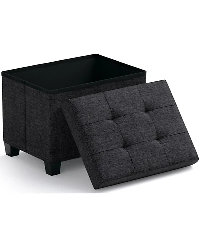 Ornavo Home Small Rectangle Storage Ottoman Foot Stool with Legs