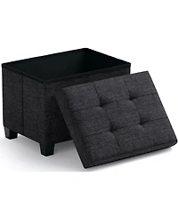 Ornavo Home Small Rectangle Storage Ottoman Foot Stool with Legs