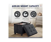 Ornavo Home Small Rectangle Storage Ottoman Foot Stool with Legs