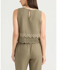 Ellen Tracy Women's Sleeveless Top with Eyelet Detailing
