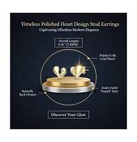 Rachel Glauber Polished Heart Design Stud Earrings in 14K Gold Plated