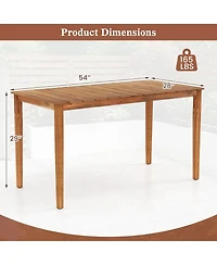 Gymax Rectangular Outdoor Dining Table 4-6 People Large Acacia Wood Patio Bistro Table