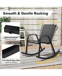 Gymax Pcs Patio Rocking Chair Outdoor Ergonomic Rockers w/ Breathable Fabric Seat