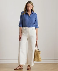 Lauren Ralph Plus Relaxed Fit Roll-Tab-Sleeve Shirt