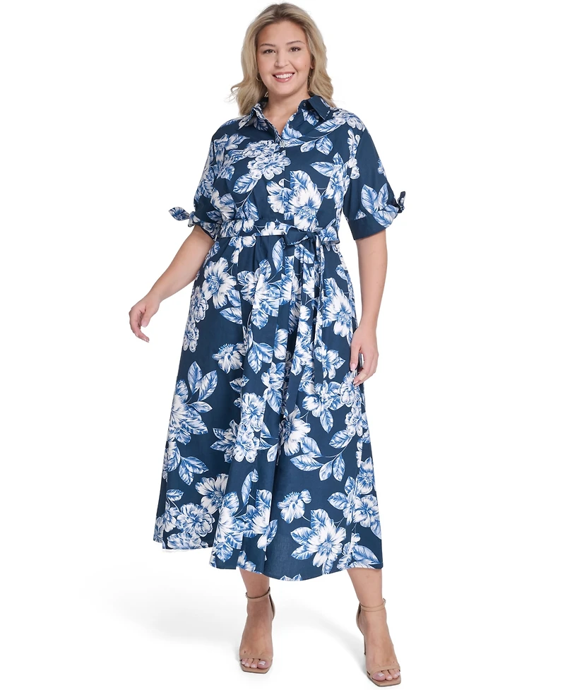 Calvin Klein Plus Floral-Print Midi Dress