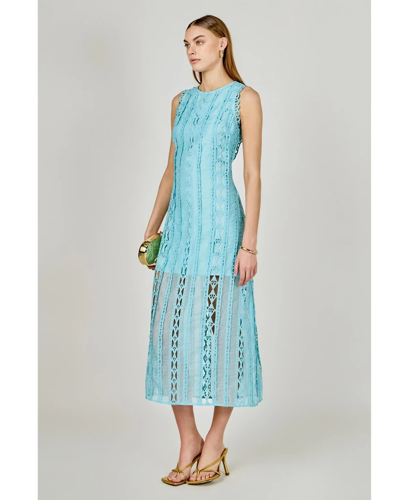 endless rose Women's Lace Tiered Midi Dress