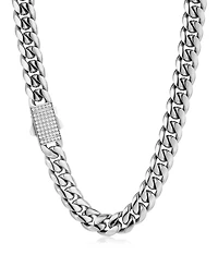 Rhona Sutton Men's Cuban Iced Clasp Chain Necklace in 316L Stainless Steel