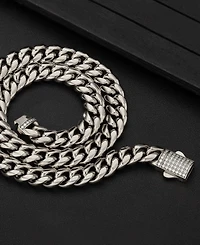 Rhona Sutton Men's Stainless Steel Cuban Iced Chain Necklace