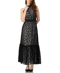 Ivonne Women's Halter Neck Polka Dot Maxi Dress