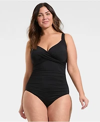 Lands' End Plus Sweetheart Underwire Wrap One Piece Swimsuit