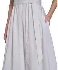 Calvin Klein Women's Belted Cap-Sleeve Collared Midi Shirtdress
