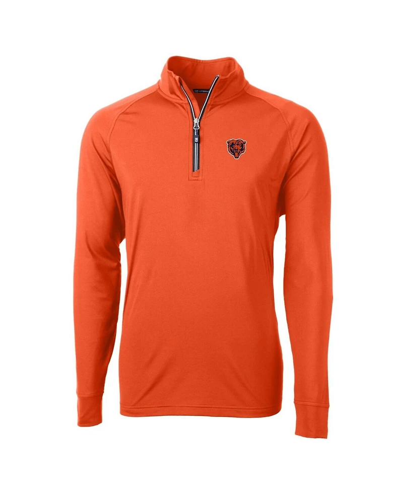 Cutter & Buck Men's Orange Chicago Bears Adapt Eco Knit Stretch Quarter-Zip Throwback Pullover Sweatshirt