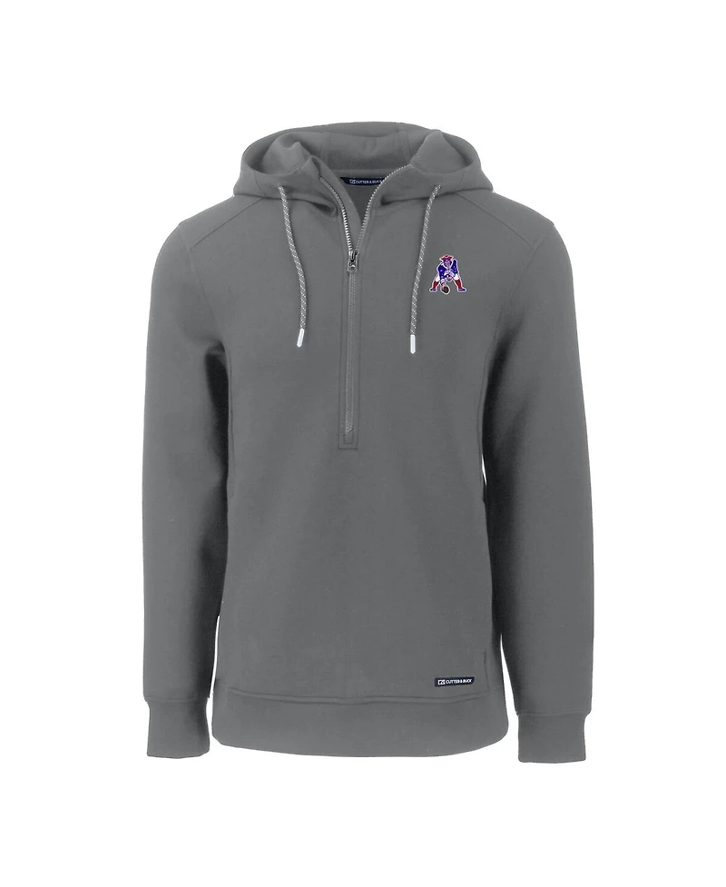 Cutter Buck Men's Gray New England Patriots Throwback Roam Eco Half-Zip Pullover Hoodie