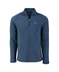 Cutter Buck Men's Heather Navy Denver Broncos Peshastin Eco Fleece Tri-Blend Raglan Quarter-Zip Jacket