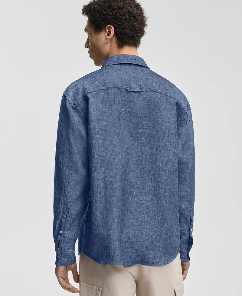 Sun + Stone Men's Devin Long-Sleeve Linen Shirt, Macy's Exclusive