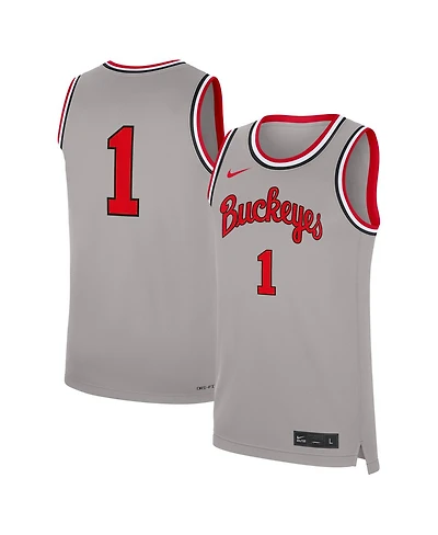 Nike Men's 1 Gray Ohio State Buckeyes Alternate Replica Basketball Jersey