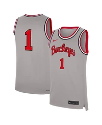 Nike Men's 1 Gray Ohio State Buckeyes Alternate Replica Basketball Jersey