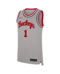 Nike Men's 1 Gray Ohio State Buckeyes Alternate Replica Basketball Jersey