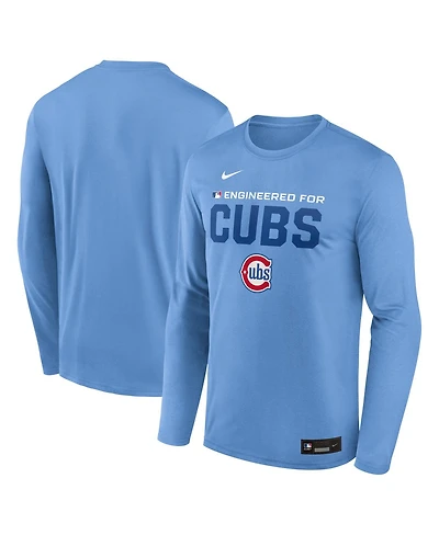 Nike Men's Light Blue Chicago Cubs Authentic Collection Legend Dri-fit Long Sleeve T-Shirt