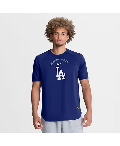 Nike Men's Royal Los Angeles Dodgers Authentic Collection Batting Practice Pre-Game Raglan Dri-fit T-Shirt