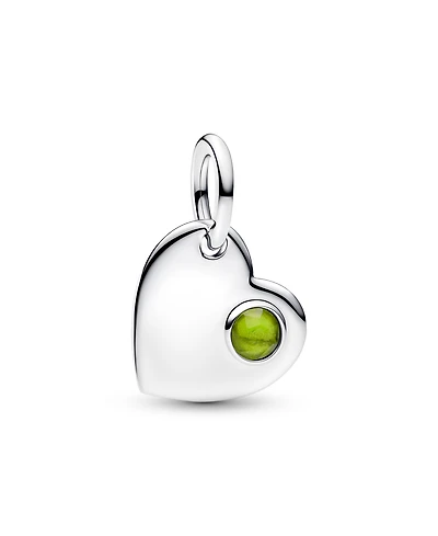 Pandora August Engravable Heart Spring Green Stone Dangle Charm