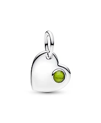 Pandora August Engravable Heart Spring Green Stone Dangle Charm