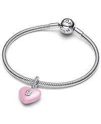 Pandora Pink Ceramic Heart Padlock Dangle Charm