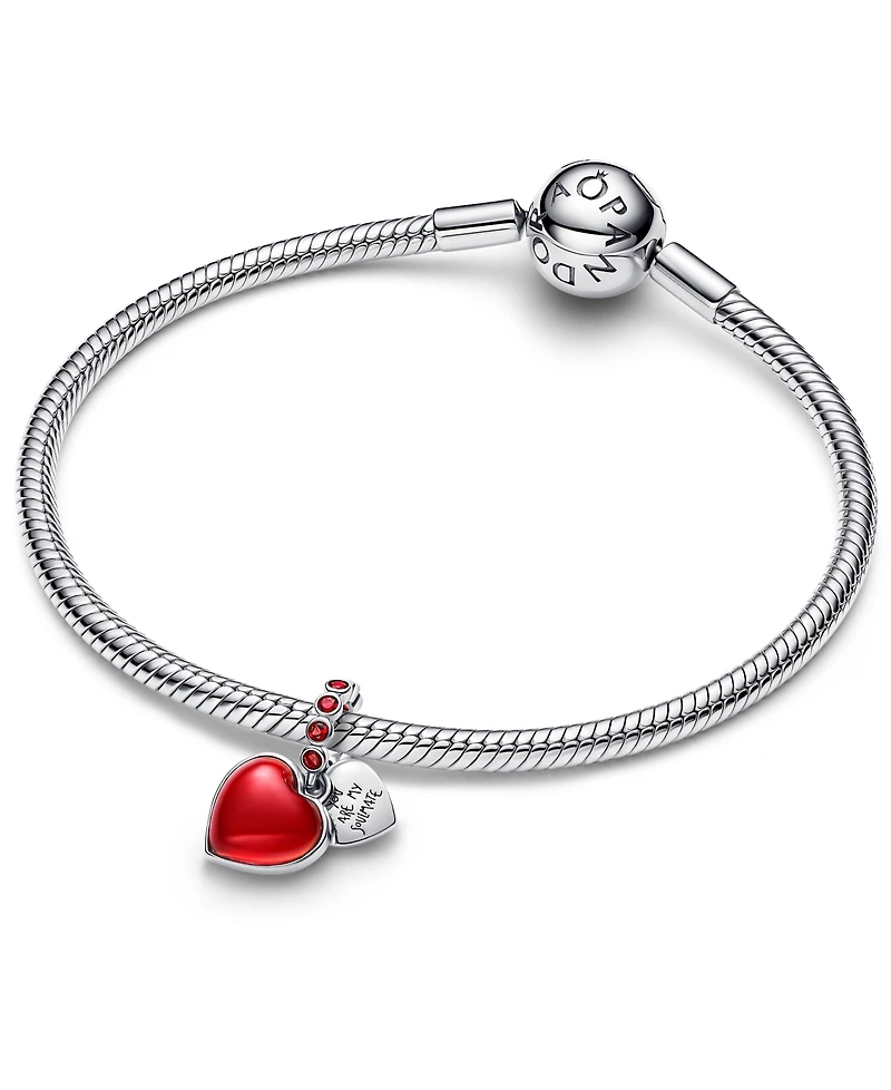 Pandora Red Murano Glass Heart Double Dangle Charm