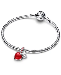 Pandora Red Murano Glass Heart Double Dangle Charm