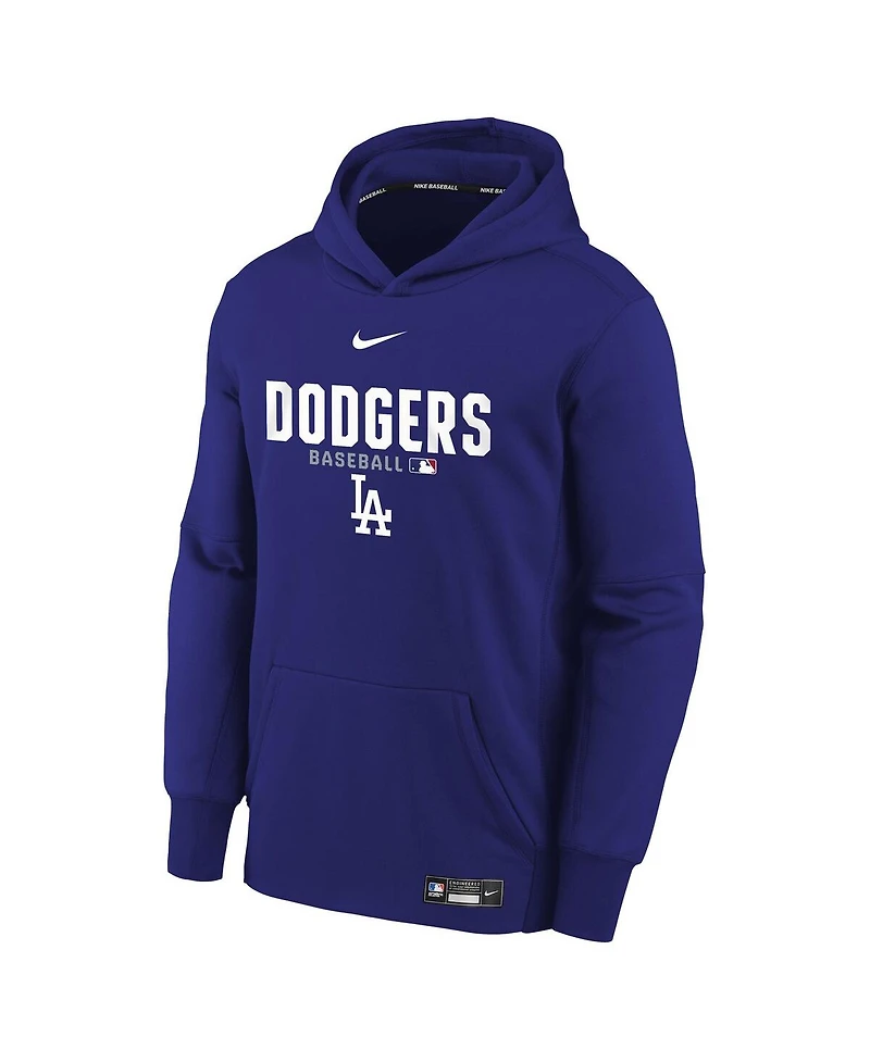 Nike Big Boys and Girls Royal Los Angeles Dodgers Authentic Collection Therma-fit Hoodie