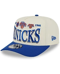 New Era Men's Cream/Blue New York Knicks 2026 Nba All-Star Game Stretched Text 9FIFTY A-Frame Snapback Hat