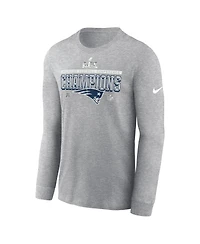 Nike Men's Heather Gray New England Patriots 2025 Afc Champions Locker Room Trophy Collection Long Sleeve T-Shirt