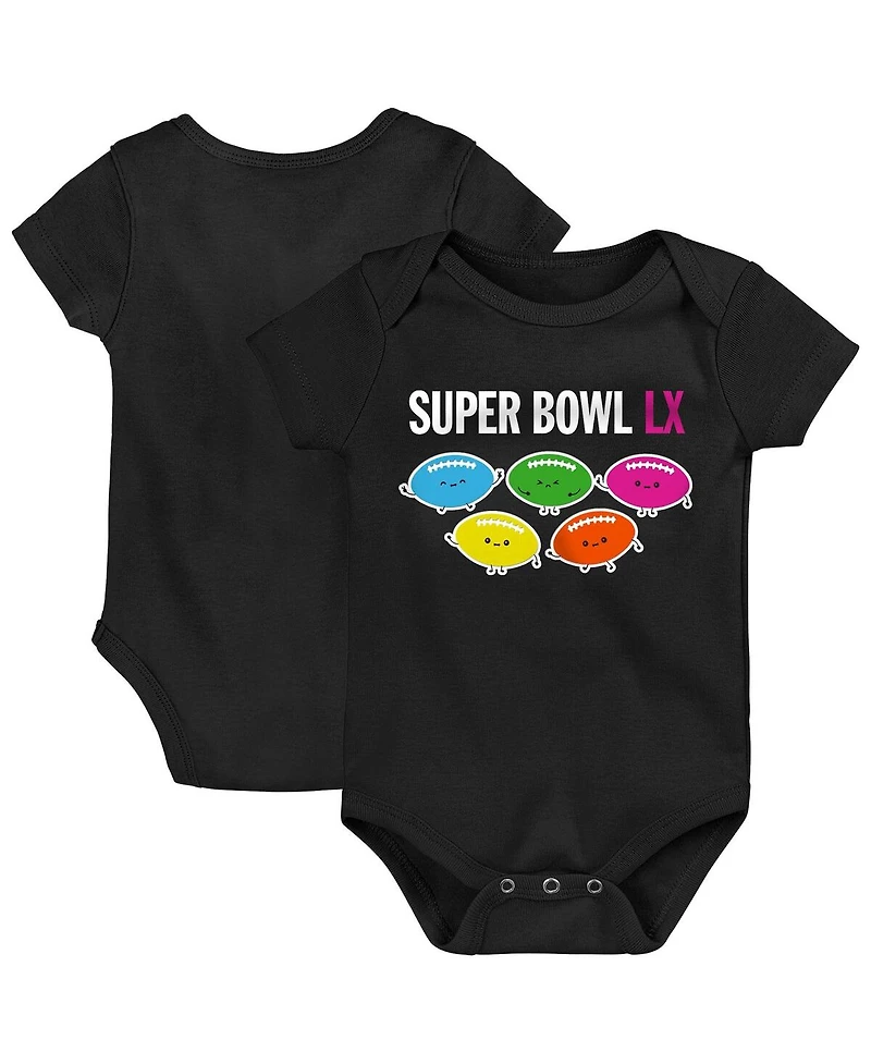 Outerstuff Baby Boys and Girls Black Super Bowl Lx Football Squad Bodysuit