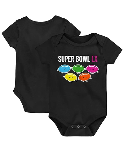 Outerstuff Baby Boys and Girls Black Super Bowl Lx Football Squad Bodysuit