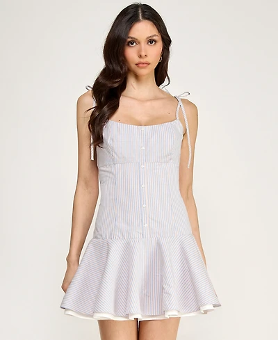 Seni & Cade Women's Stripe Square Neck Mini Dress