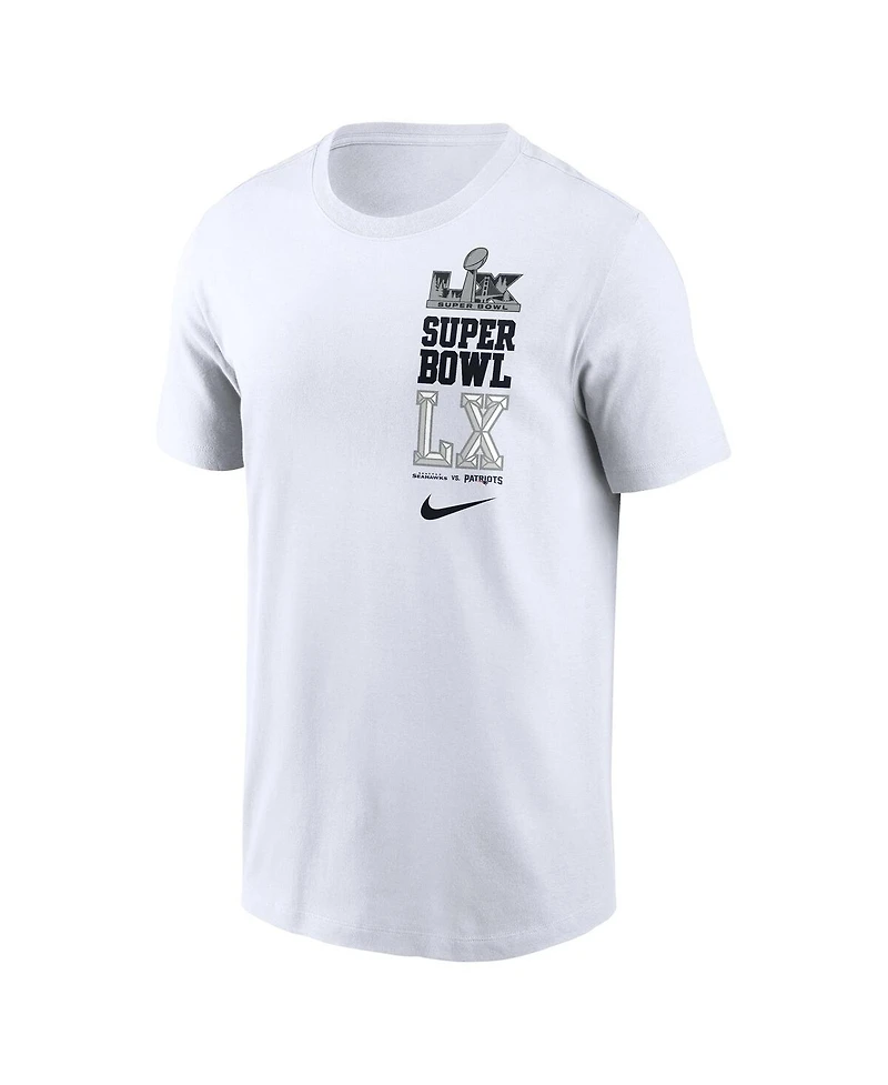 Nike Men's White New England Patriots vs. Seattle Seahawks Super Bowl Lx Dueling T-Shirt