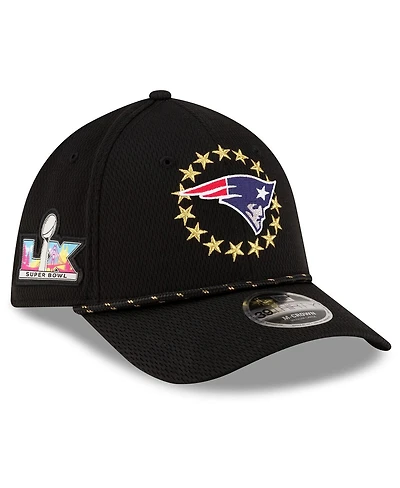 New Era Men's Black New England Patriots Super Bowl Lx 39THIRTY M-Crown Rope Flex Hat