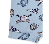 Baby Essentials Girls' Baseball Print Pique Short-Sleeve Polo Romper