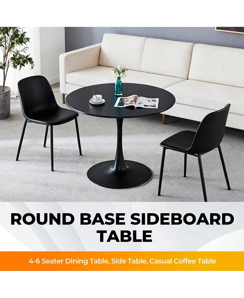 Streamdale Furniture Tulip Dining Table - Mid-century Round Mdf Top, Seats 4-6