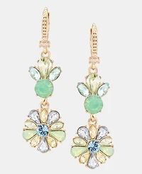 Marchesa Crystal Cluster Flower Double Drop Earrings