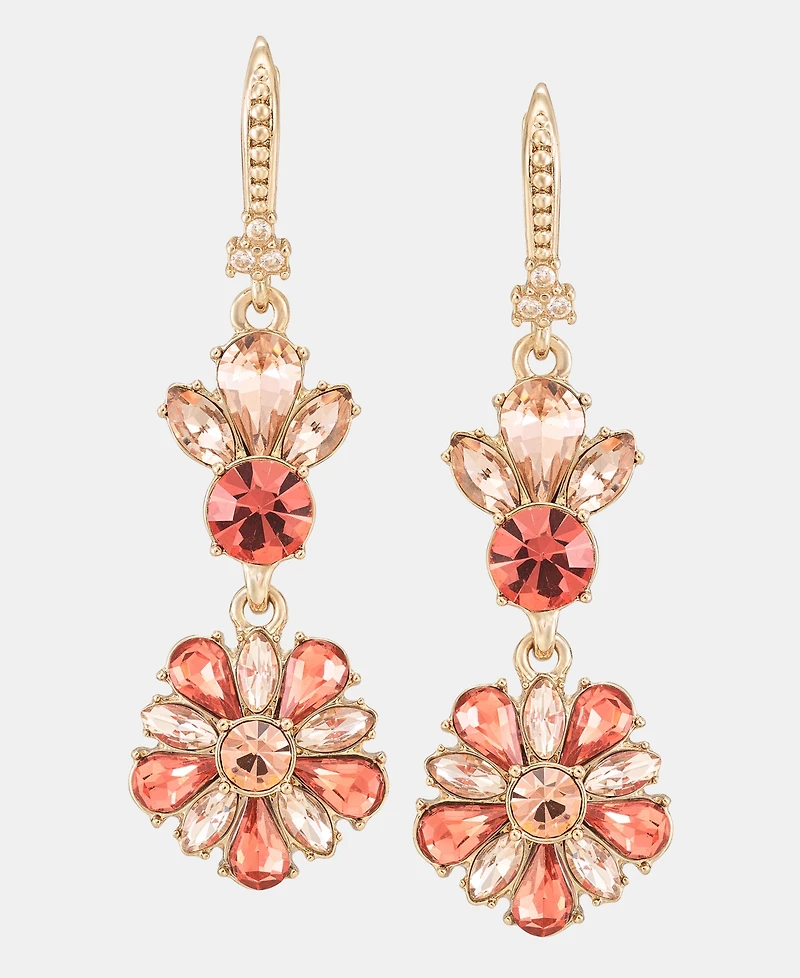 Marchesa Crystal Cluster Flower Double Drop Earrings