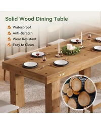 Tribesigns 63-Inch Solid Wood Dining Table for 4-6, Wooden Rectangular Dinner Tables, Farmhouse Kitchen Table with Heavy Duty Legs
