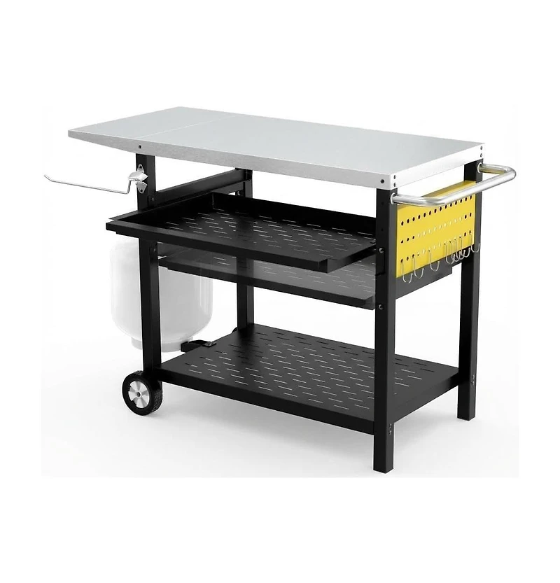Gaomon Outdoor Grill Cart with Pegboard & 3 Shelves, Stainless Steel Bbq Prep Table with Wheels