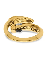 Curata Jewelry Solid 18k Two-tone Gold Adjustable Polished Square Buckle Ring