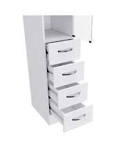 Rainsken Linen Cabinet, 68" H Bathroom Storage Cabinet with 3 Shelves, 4 Drawers and Metal Handles for Home