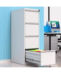 Rainsken 4 Drawer File Cabinet, Vertical Metal File Cabinet, Storage Organizer Cabinet with Lock for Letter Size/A4/Legal File