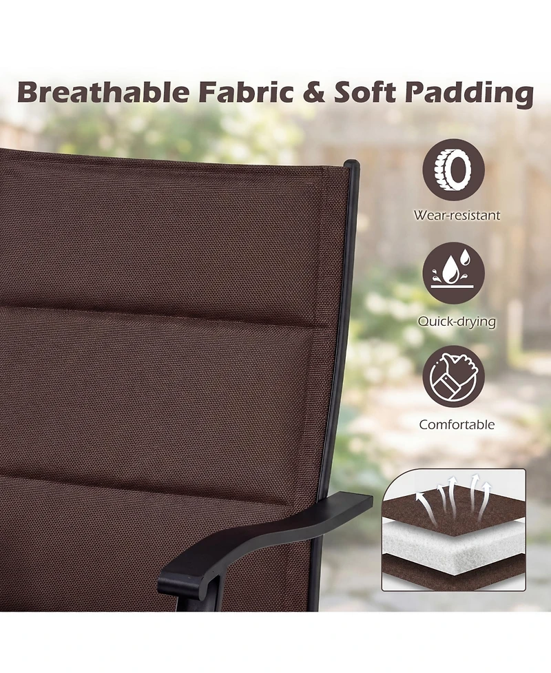 Gymax Padded Patio Swivel Chairs Set of 4 Ergonomic Outdoor Dining