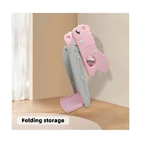 Bruce & Shark 3-in-1 Foldable Toddler Slide with Climb Basketball Hoop – Safe Triangle Structure