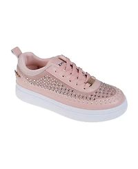 bebe Women's Sneaker with Pearl and Rhinestone Embellished Upper